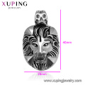 33408 xuping design noir pistolet couleur acier inoxydable bijoux tête de lion croix pendentif